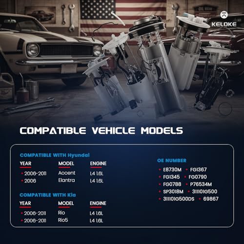KELOKE Electric Fuel Pump Module Assembly Compatible with Hyundai & Kia - color: E8730M