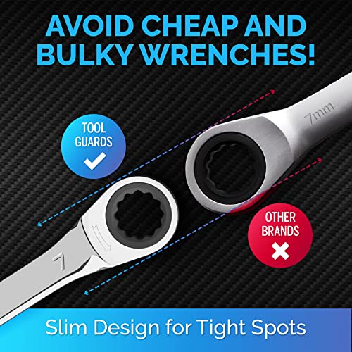 Ratcheting Wrench - Slim Profile - Ratchet Wrench, 7 mm Wrench - size: 7 mm
