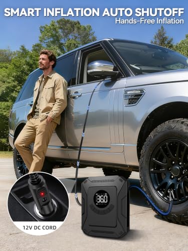 Tire Inflator Portable Air Compressor with 12V DC Car Plug