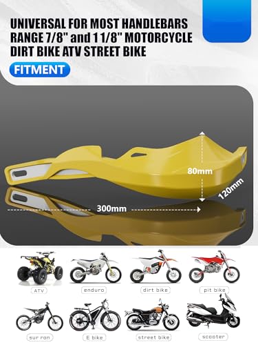 JFG RACING Dirt Bike Handguards Universal for 7/8" and 1 1/8" Handle Bar - color: yellow