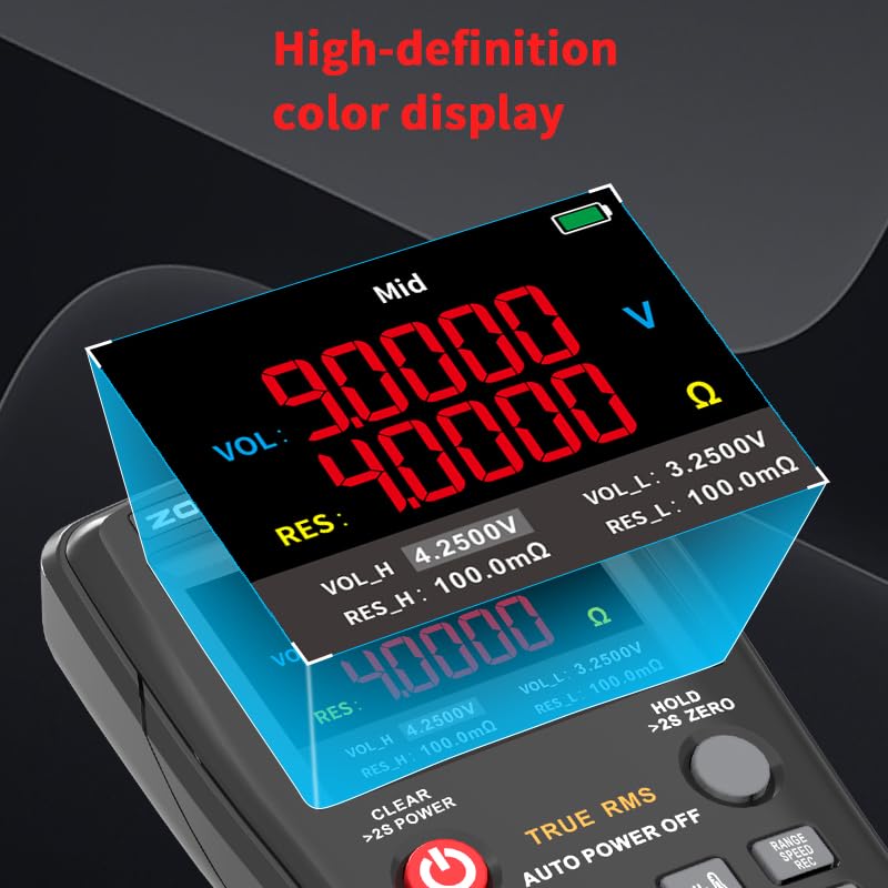 ZOYI Battery Internal Resistance Tester 2 in 1 multimeter Battery Voltage Meter Car Battery Tester for AAA AA Model 0.1mΩ-200Ω
