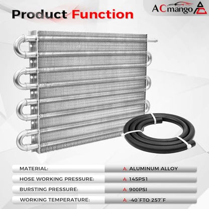 8 Pass Ultra-Cool Tube and Fin Transmission Cooler - color: Silver, size: 8-pass
