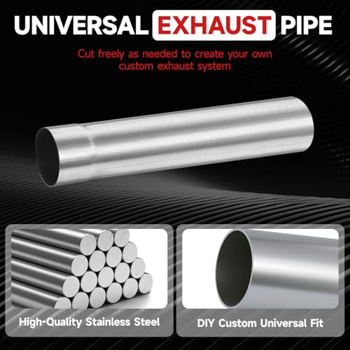 A-KARCK Straight Exhaust Pipe 3" OD, Stainless Steel 18" Long Mandrel Exhaust Tube - size: 3.0", style: 18 INCH