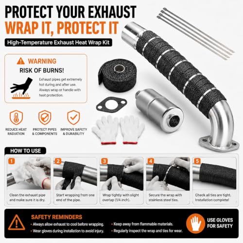 Mini Bike Side Exit Exhaust Pipe for FRP GMB100 Series, Runtong OHV 99cc 220cc Engine – High Performance Steel Exhaust Header with Muffler, Bolt-On Upgrade Kit - size: Side Exit