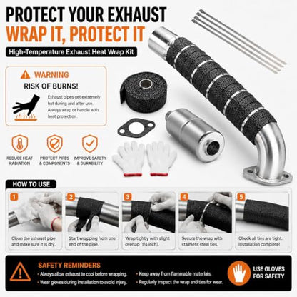 Mini Bike Side Exit Exhaust Pipe for FRP GMB100 Series, Runtong OHV 99cc 220cc Engine – High Performance Steel Exhaust Header with Muffler, Bolt-On Upgrade Kit - size: Side Exit