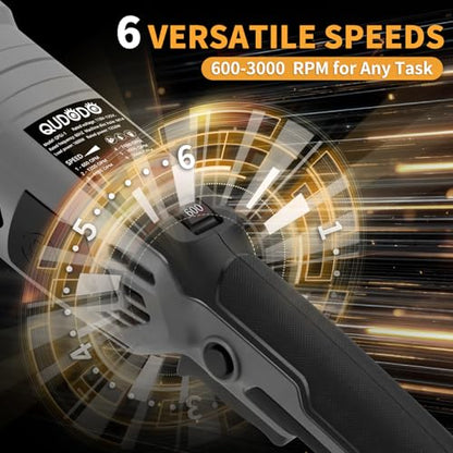 Car Buffer Polisher, Pulidora De Autos 5 Inch/7 Inch with 6 Variable Speed 600-3600rpm, Polishing Machine Kit with Detachable Handle & Buffing Pads, Pulidora for Car, Boat Sanding, Waxing