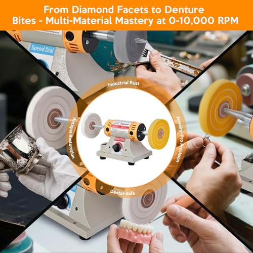 Jewelry Polisher Versatile Polishers & Buffers for Bench Grinder - Ideal for Jewelry Polishing and Finishing Jobs,With 6 Cloth Wheels, 2 Abrasive Fiber Wheels, Safety Glass, 3 Polish Compound