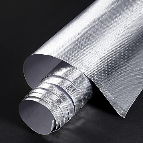 BBTO Heat Reflective Sheet Adhesive Backed Aluminized Fiberglass Heat Shield Tape Protection Barrier Heat Shield Resistant Material for Hose and Auto Use Heat Insulation Sheet(Silver, 48 x 71 Inch) - color: Silver, size: 48 x 71 Inch