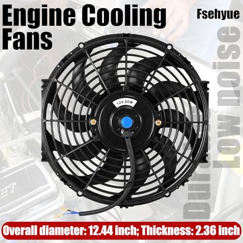 12" Universal Electric Radiator Fan Push Pull Slim Fan High Performance Cooling Fan 80W12V Mount Kit 2PCS - size: 12 inch- 2PCS