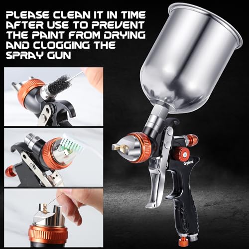 Spray Paint Gun Set, 3 HVLP Air Paint Spray Guns, 4 Nozzles, 4 Cups