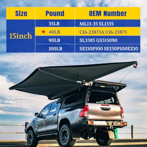 ARANA C16-23873A 15 inch 40LB Gas Struts, Camper Shell Shocks, 2 Pack - size: 15 inch