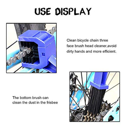 Motorcycle & Bike Chain Cleaner Tool Set Bicycle Chain Gears Maintenance Cleaning Brush Kit for All Type Chain Gears (3 Kinds)