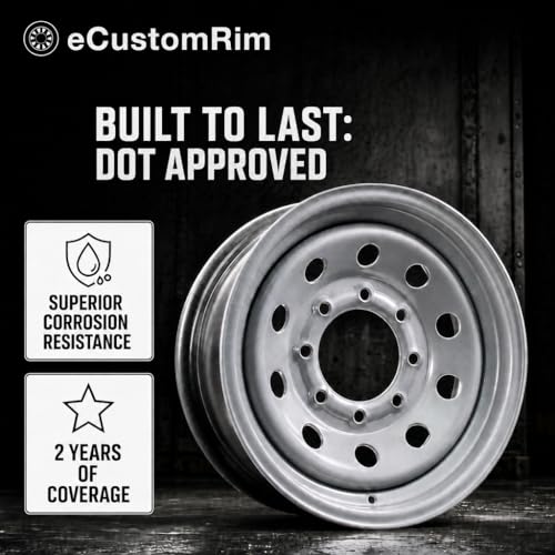 eCustomrim 2-Pack Trailer Wheel 16X6 16 Inch 8 Lug Silver Modular Rim