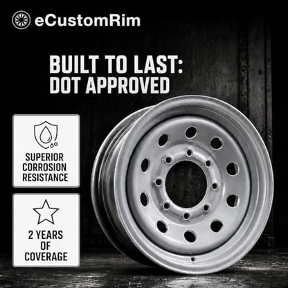eCustomrim 2-Pack Trailer Wheel 16X6 16 Inch 8 Lug Silver Modular Rim