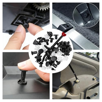 100PCS Car Bumper Push Retainer Clips & Nylon Fasteners Rivet Kit, 6 Sizes Car Body Screw Retainer, Door Trim Panel Clips, Universal Auto Bumper Accessories for Car Truck SUV (100PCS&Tool)