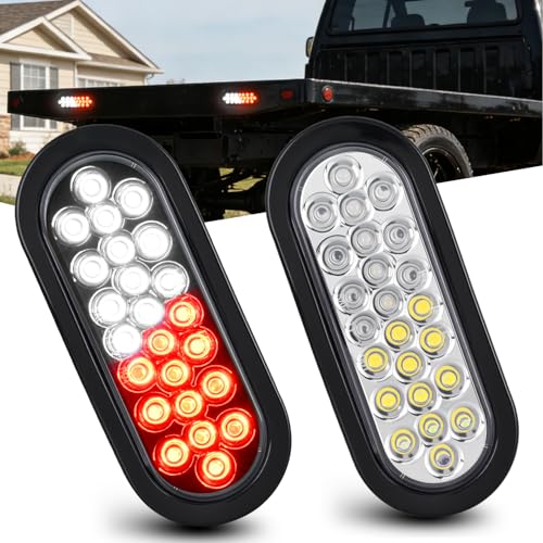 Nilight Strobe Lights 2PCS 6Inch Oval 24LED Red White Warning - color: 2Pcs Red White 24Led Strobe Lights