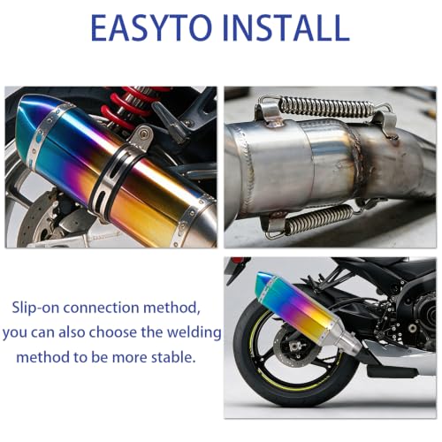 Universal Slip-On Motorcycle Exhaust Muffler, 38-51mm for Dirt Bike ATV (Rainbow Multi-Color Aluminum)