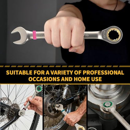 GRENPRO 23PCS Ratcheting Wrench Set SAE Metric Combination Mechanic Tools - style: 23PCS Ratcheting Wrench Set Metric&SAE With Color Ring (Ni)