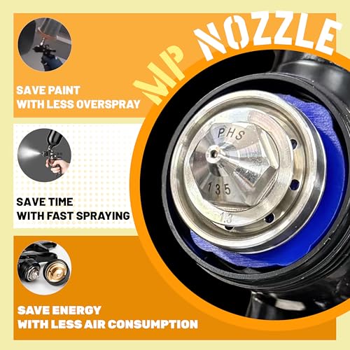 Automotive Refinishing Spray Gun PHS-135 Middle Pressure 1.3mm Nozzle Paint Spray Gun, Black - color: PHS-135-1.3-BK