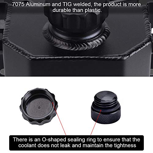 Universal 1L Coolant Overflow Tank, Aluminum Coolant Reservoir Tank, Black - size: 1L-Black
