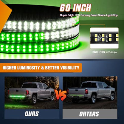 Nilight 60 Inch 360 LED Tailgate Strobe Light Strip Green White - color: 60" Tailgate Strobe Green/White