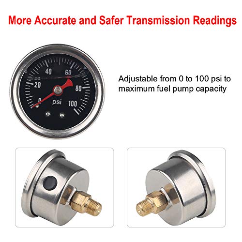 EFI Fuel Pressure Regulator Kit with 100 Psi Pressure Gauge AN6-6AN