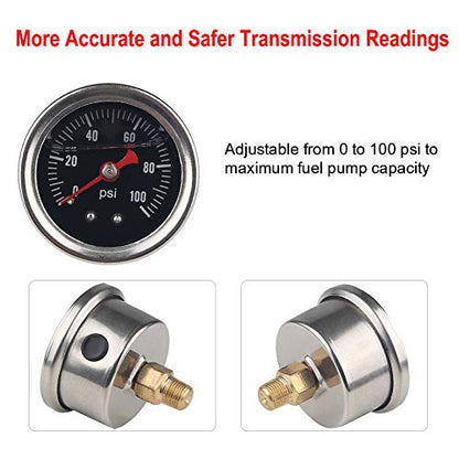 EFI Fuel Pressure Regulator Kit with 100 Psi Pressure Gauge AN6-6AN