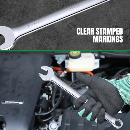 SK Combination Wrench Set, Metric 6 to 32mm, 22-Piece, Premium CR-V Steel - size: Metric 6 to 32 mm