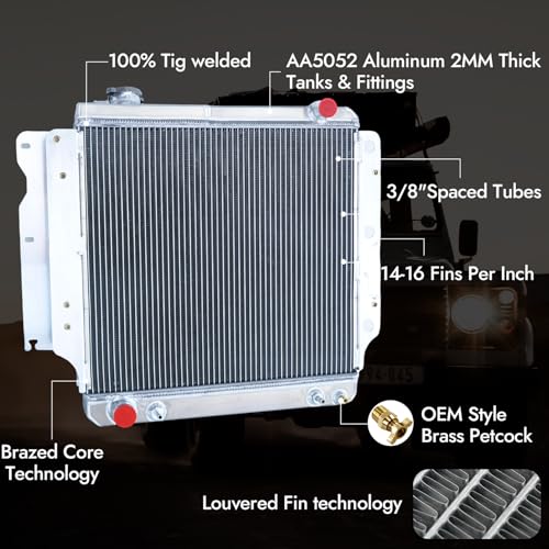 Replacement for Jeep TJ Aluminium Radiator for Jeep Wrangler 1987-06 TJ YJ - size: 3-Row AA5052 Aluminum