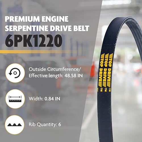 Top Drive, 6PK1220, Premium Engine EPDM Serpentine Belt, 48.58" Length - size: 6PK1220