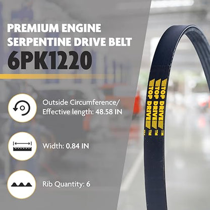Top Drive, 6PK1220, Premium Engine EPDM Serpentine Belt, 48.58" Length - size: 6PK1220