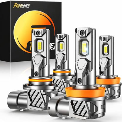 FORENNER H11 9005 Light Bulbs Combo, 140000LM 1000% Ultra Brightness, 6500K Cool White H9/H8/H16 HB3 Accessory Light Kits, 1:1 Mini Size, 10-Year Lifespan, Play-N-Plug, Pack of 2. - size: H11+9005