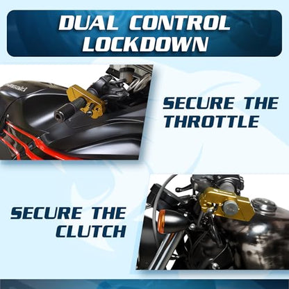 Motorcycle Grip Lock - Heavy Duty Brake/Handlebar/Throttle Security for Bikes, Scooters, Mopeds, or ATVs in Under 5 Seconds! - Anti-Theft W/Free Holster (Gold)