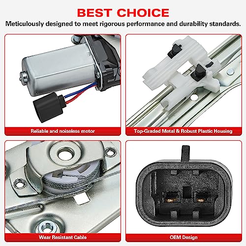 BDFHYK 751-648 Power Window Regulator with Motor Front Left Driver Side for Fiat 500 2012-2019| 52060971, 51876269, 68070267AC | 2012 2013 2014 2015 2016 2017 2018 2019 - size: Front Left