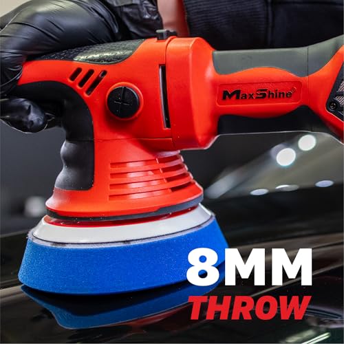 Maxshine MB8 Pro Brushless DA Polisher – 1200W Car Buffer with 8mm Throw, 5” Backing Plate, 5/16”-24 Thread & 6-Speed Control – Auto Detailing Tool for Cars, Trucks, SUVs & Boats, Swirl Removal - color: 5" Brushless Dual Action