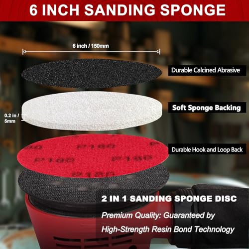 Shinboc 12 PCS 6 Inch Sanding Sponge 600 Grit, Bowling Ball Sanding Pads - color: 600grit, size: 6 Inch 12Pcs