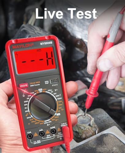 MY8906B Multimeter Tester TRMS Digital Multimeter 750V-1000V Measures DC/AC Voltage DC/AC Current Resistance Continuity Diodes Frequency Transistor HEF NCV Live Wire Detection