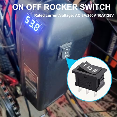 TWTADE 6Pcs 12V Rocker Switch On/Off/On 3 Pin 3 Position Car Auto Boat Rocker Toggle Switch AC 6A/250V 10A/125V KCD1-2-103-BK - color: Black-ON/Off/ON - KCD1, size: Narrow Rectangle