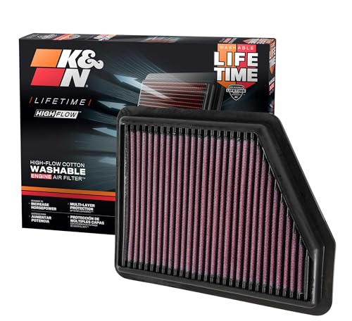 K&N High-Flow Original Lifetime Engine Air Filter: Increase Power: Premium, Washable: Compatible with 2016-2026 HONDA: Civic, HR-V, 33-5045