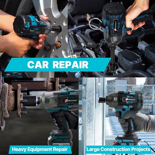 iMeshbean Cordless Impact Wrench,2000Nm(1549ft-lbs) High Torque 1/2" Brushless Impact Gun,21V Power Impact Driver Variable Speeds with 2 x 5.5Ah Battery for Heavy Duty Car Tire Truck Mower, RV