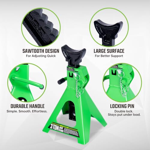 3 Ton Heavy Duty Jack Stands with Double Locking, Vehicle Support Stands for Cars, Automotive Stands with Wide Base, 1 Pair