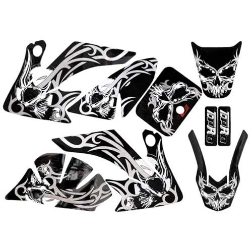 Black Pit Bike Plastic Kit with Graphics | 7-Piece CRF50 Style Body Set | Fits 50cc 70cc 90cc 110cc 125cc Dirt Bikes | Includes Decals for Custom Look