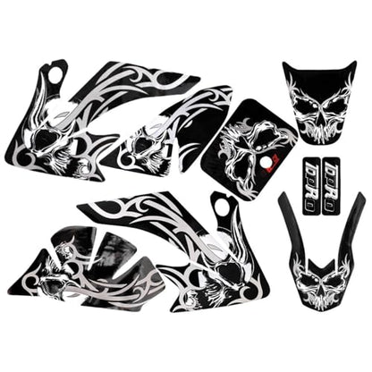 Black Pit Bike Plastic Kit with Graphics | 7-Piece CRF50 Style Body Set | Fits 50cc 70cc 90cc 110cc 125cc Dirt Bikes | Includes Decals for Custom Look