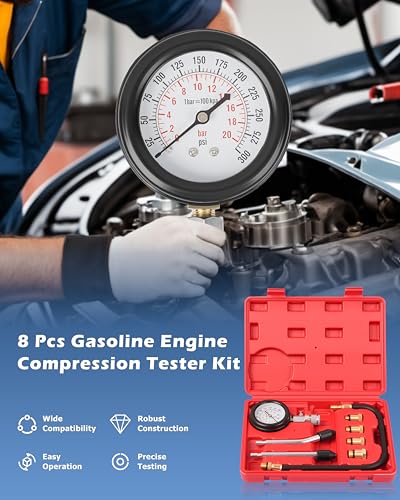 DAYUAN 6 Cylinder Diesel Injector Flow Meter Diagnostic Set Bundle with 8pcs Professional Petrol Engine Compression Tester Kit