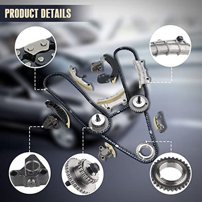 3.6 Timing Chain Kit w/Chain Guide Tensioner Sprocket for 2.8L 3.0L 3.6L Chevy Equinox Malibu Traverse GMC Acadia Cadillac CTS SRX Buick Enclave V6 Engine Engine Timing Set Replace # 9-0753S 9-0753sx - size: 3.6 Timing Chain Kit w