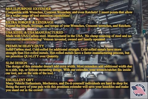 Wrench Extender Tool Bar for Maximum Leverage - Made in USA - Universal Extension Torque Multiplier - Mechanics, Vehicles, & Machine Repairs - Compatible with Wrenches, Crescents & Ratchets! - size: Medium