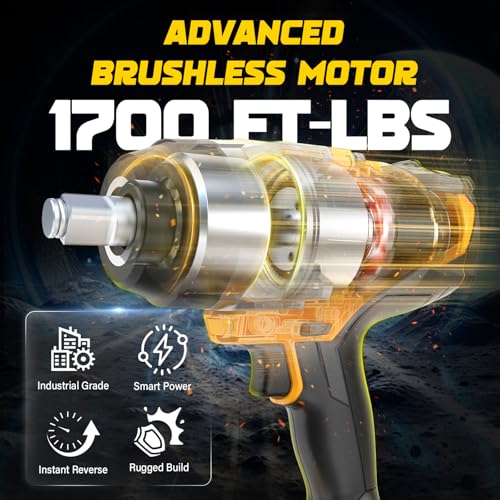 NATBEESY Cordless Impact Wrench Compatible with DeWalt 20V Battery: 1/2 Inch Hog Ring Impact Driver - High Torque - 2300N.m/1700Ft-lbs Cordless Impact Gun - Brushless Motor with LED Light - Tool Only - style: 2300N.M