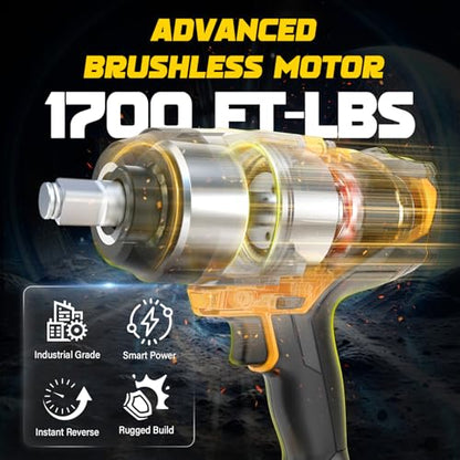 NATBEESY Cordless Impact Wrench Compatible with DeWalt 20V Battery: 1/2 Inch Hog Ring Impact Driver - High Torque - 2300N.m/1700Ft-lbs Cordless Impact Gun - Brushless Motor with LED Light - Tool Only - style: 2300N.M