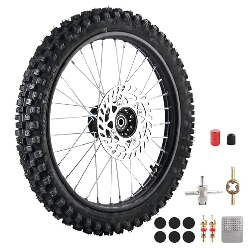 70/100-17 Front Wheel Tire (2.75x17) Inner Tube 1.6x17 Rim With 12mm Inner Bearing Assembly 190mm Brake Disc Rotor for Dirt Pit Bike Motocross Off Road (70/100-17 12mm) - size: 70/100-17 12mm