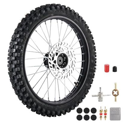 70/100-17 Front Wheel Tire (2.75x17) Inner Tube 1.6x17 Rim With 12mm Inner Bearing Assembly 190mm Brake Disc Rotor for Dirt Pit Bike Motocross Off Road (70/100-17 12mm) - size: 70/100-17 12mm